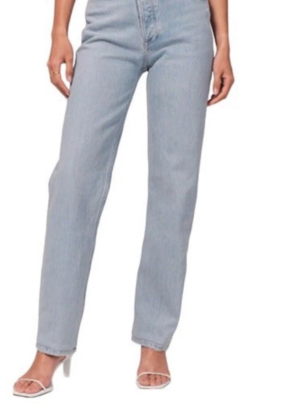 Abercrombie High-Rise Straight Leg “Dad” Jeans in Light Blue